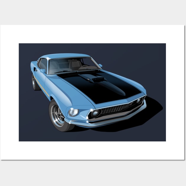 1969 ford mustang mach 1 Wall Art by candcretro